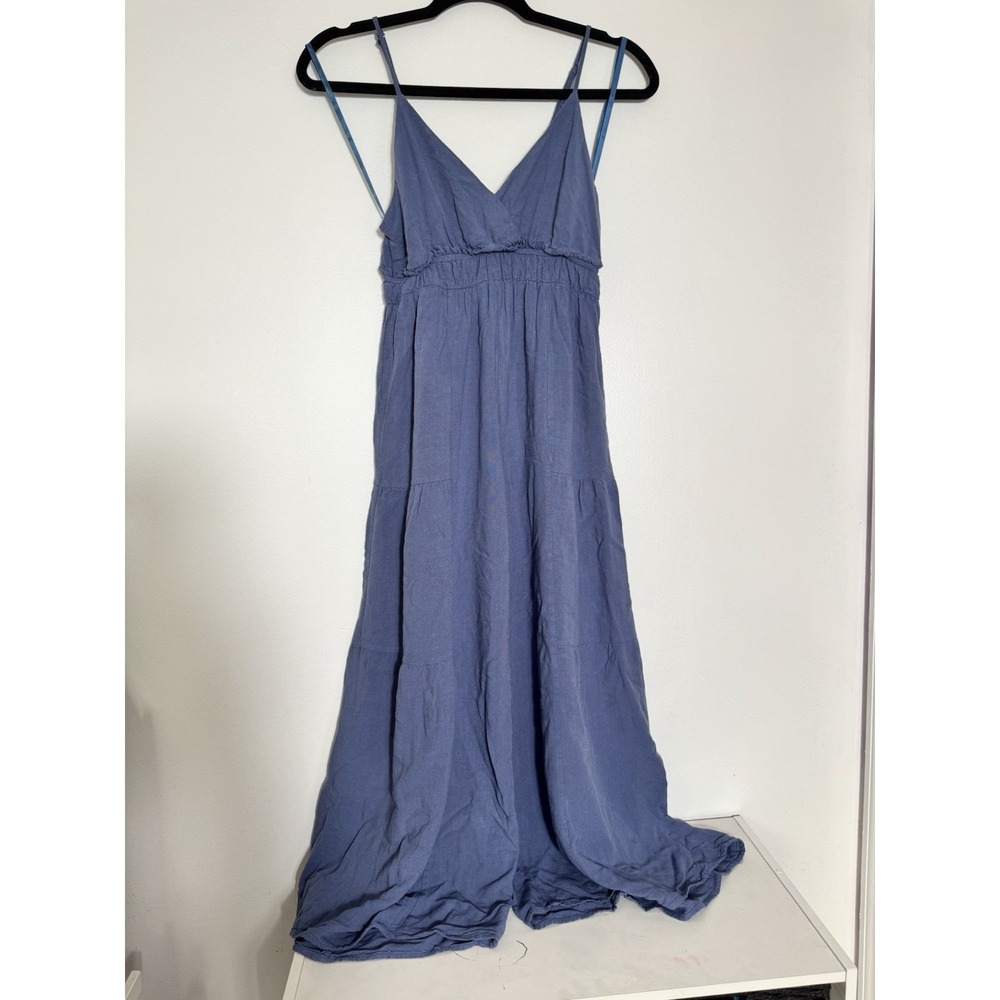 New In Women's Wide Leg Empire V-Neck Jumpsuit Sz S Blue/purple